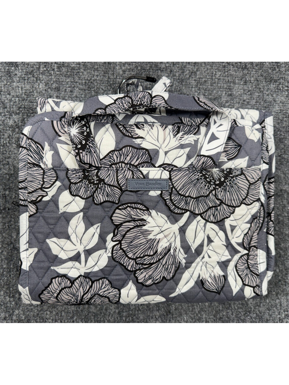 Vera Bradley Gray Quilted Moon Shadow Meadow Floral Hanging Travel Organizer Bag